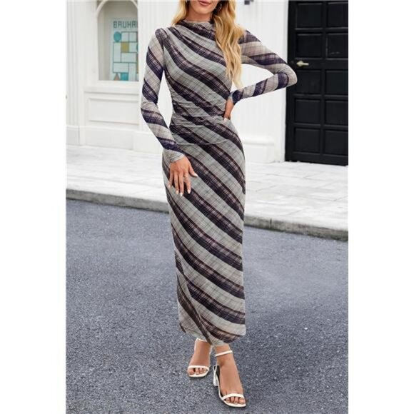 Women's Long Sleeve Maxi Dress 02 - Picture 2 of 6